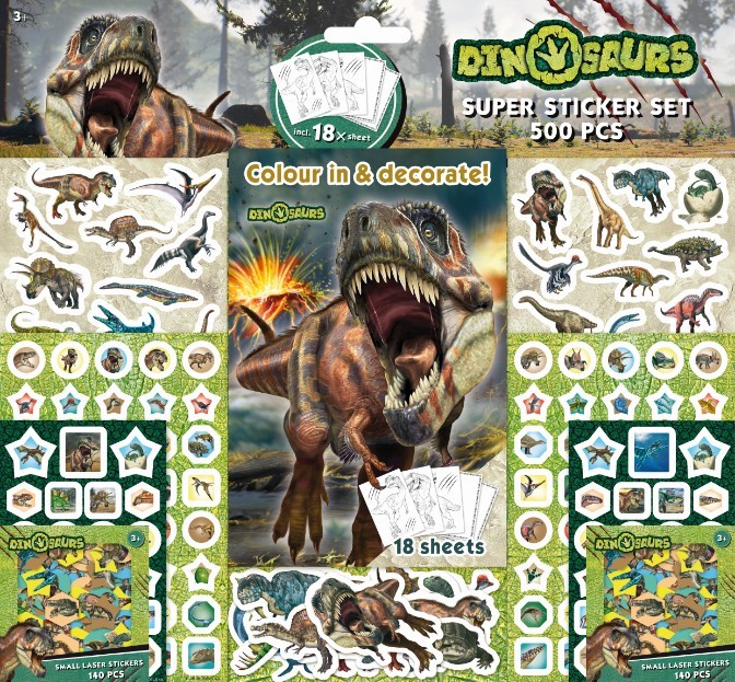 DINOSAURIOS - SUPER SET DE 500 PEGATINAS: portada