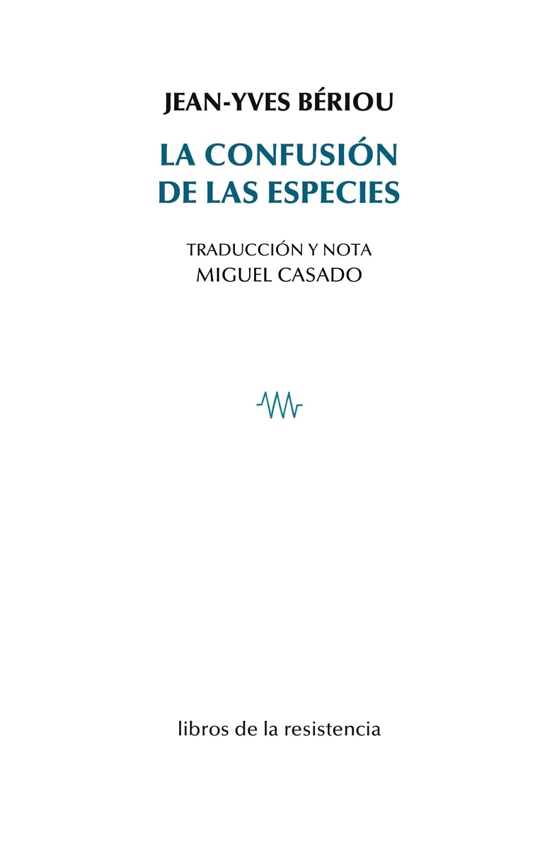 La confusión de la especies: portada