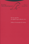 DE LOS PAPELES DE ALGUIEN QUE TODAVíA VIVE. SOBRE EL CONCEPT: portada