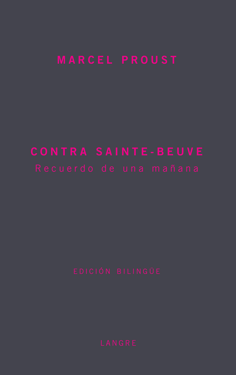 CONTRA SAINTE BEUVE: portada