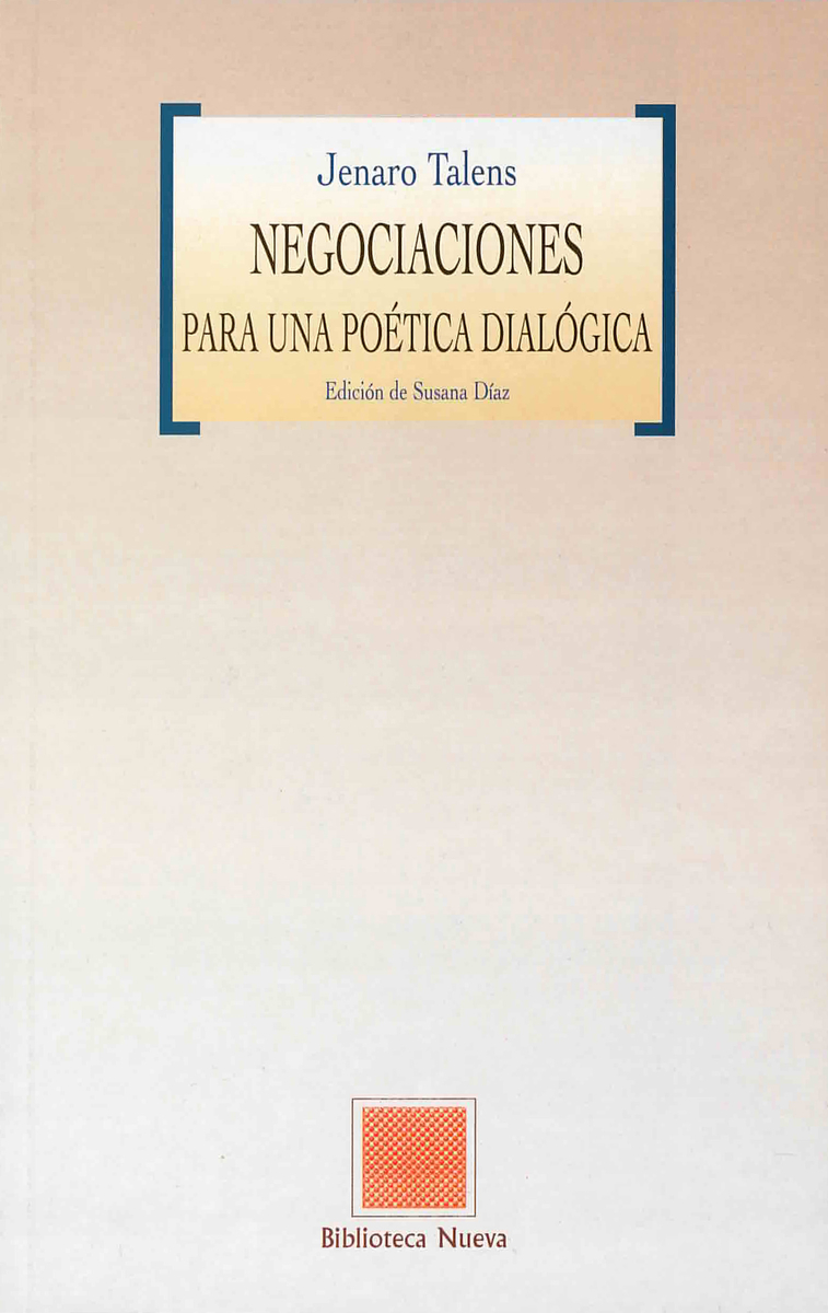 NEGOCIACIONES PARA UNA POTICA DIALGICA: portada