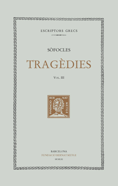 TRAGèDIES, VOL. III: ELECTRA. FILOCTETES: portada