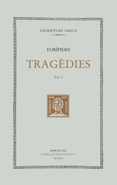 TRAGèDIES, VOL. I: ALCESTIS: portada