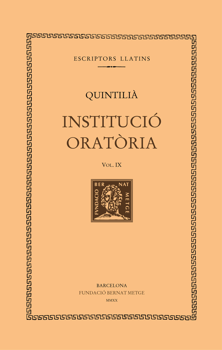 Instituci Oratria, vol. IX: portada