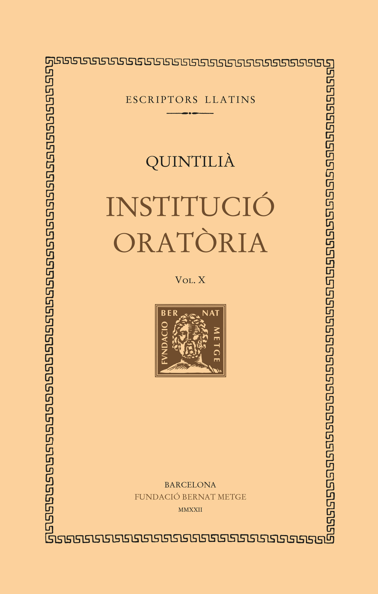 Institució oratòria (vol. X). Llibre XI: portada