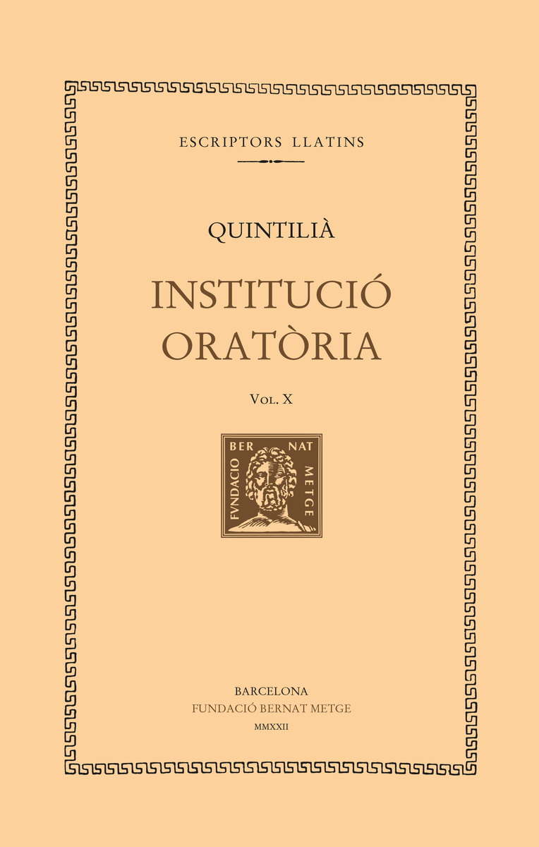 Instituci oratria (vol. X). Llibre XI: portada