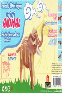 ELEFANTE MINI ANIMAL PUZLE DE MADERA EN 3D: portada